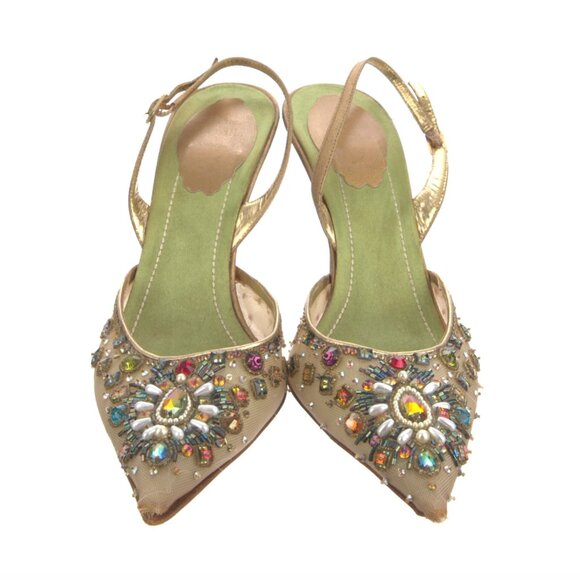 RARE RENÉ CAOVILLA Crystal Embellishments Slingback Pumps - Picture 3 of 9